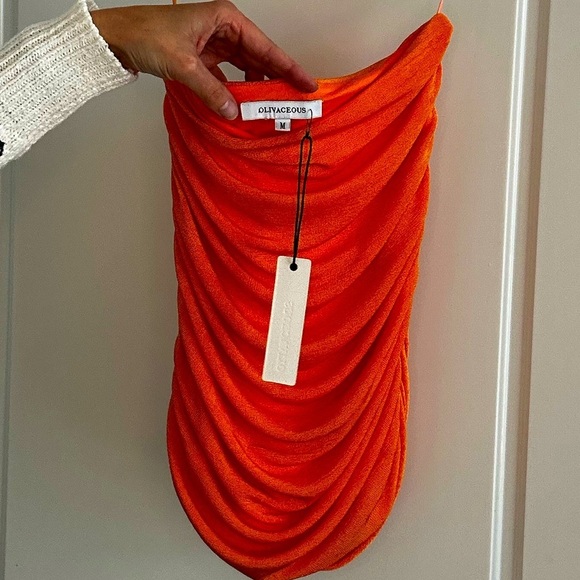 Olivaceous strapless shimmer orange tube top - Picture 5 of 6